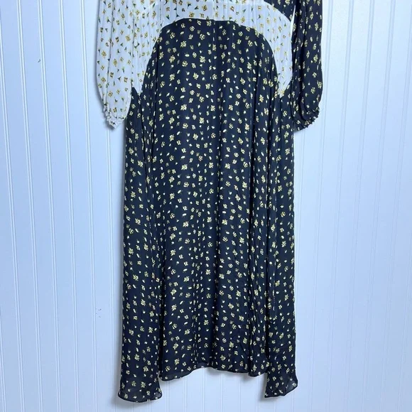 ELIE TAHARI Floral Print Silk Midi-Dress V-Neck Lined Size Large - Picture 9 of 17